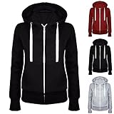TYUNBD Damen Hoodie Sweatjacke mit Taschen Lässig Einfarbige Kapuzenjacke Warm Athletic...