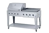 METRO Professional 8-Brenner Gasgrill mit Plancha, Edelstahl, fahrbar, silber