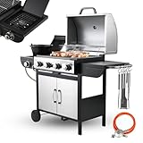 TLSUNNY 4+1 Brenner Gasgrill aus Edelstahl, Master mit Seitenkochfeld,BBQ Grillwagen Gas...