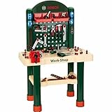 Klein Theo 8461 Bosch Workshop - Arbeitsplatte in Holzoptik mit Lernfunktion und...