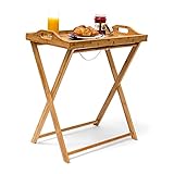 Relaxdays Tabletttisch, Bambus, HxBxT: 63,5 x 55 x 35 cm, klappbarer Beistelltisch mit...