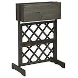 Garten-Spalier mit Blumenkasten Grau 45x30x74 cm Tannenholz,Heim & Garten,Rasen &...