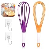 2-in-1 Zusammenklappbar Schneebesen, 2 Stück Silikon Schneebesenmit Haken,...