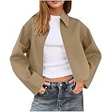 YAOJIWANG Leichte Sweatjacke Damen Weite Strickjacke mit Stehkragen Teddy Fleecejacke...