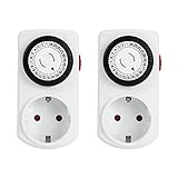 G-Homa Mechanische Zeitschaltuhr Steckdose, 2er Set 24-Stunden-Programm Analoge...