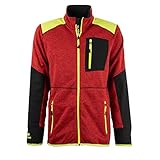 FORSBERG Strickjacke Forst Strickfleece mit Softshell Verstärkung rot neongelb gut...