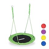 Relaxdays Unisex – Erwachsene, grün Nestschaukel, rund, für Kinder & Erwachsene,...