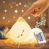 Nachtlicht Kinder Nachtlicht Katze Spielzeug Kinder, 16 Farben+Fernsteuerung+USB...