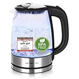 Emerio WK-119988 Glas Wasserkocher,1.7 Liter, 2200 Watt, LED Innenbeleuchtung, 360°...