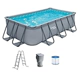 Summer Waves Frame Pool Komplettset | Rechteckig 400x200x100 cm Grau |...