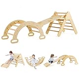 COSTWAY Kletterdreieck mit Rutsche, Kletterbogen, inkl. doppelseitige Rampe, zum...