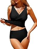 UMIPUBO Tankini Damen Bauchweg Sexy V-Ausschnitt Badeanzug Sets Große Größen Push up...