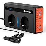 RoyPow Auto Spannungswandler 300W Wechselrichter DC 12V to AC 230V mit 2 Steckdosen und 4...