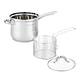 3.5L Frittiertopf Friteuse Frites Kochtopf Frittierpfanne Pommestopf mit Frittierkorb...