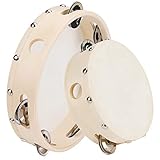 Tambourin Holz Trommel mit Jingles Handhalte Metall Klingeln Schlaginstrument...