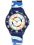 Alienwork Kids Lernuhr Kinderuhr Jungen Mädchen Marineblau Silikon-Armband...