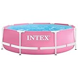 Intex 28290NP – Aufstellpool Metal Frame Rund, 2483 L, Stahl und PVC, Rosa, 244x76 cm