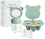 Fruchtsauger Baby ab 4 Monate, BPA frei Silikone Babynahrung Aufbewahrung Beißring Baby...