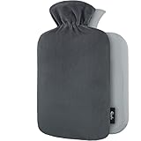 Wärmflasche mit Bezug – Weicher Premium Vliesbezug – 1,8l groß...