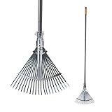 Gartenrechen mit 22 Zähnen, einziehbarer Metallkopf zum Reinigen von Blättern,...