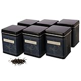Dosenritter | 6x klassische eckige Teedose, stapelbar, aromadicht aus Metall für je 140g...