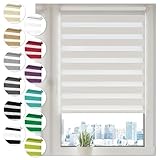 Doppelrollo Klemmfix ohne Bohren 80cm x 130cm Weiß Duo Rollo Klemmrollo Sonnenschutzrollo...