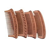 Hohopeti 4 Stück 4 teiliges antistatisches Pfirsichholz Kämme doppelseitig geschnitzt...