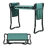 KOMFOTTEU Kniebank, Faltbarer Gartenhocker mit Schaummatte und 2 Werkzeugtasche,...