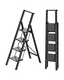 Ladnamy 4 Stufen Leiter mit Handlauf Aluminium Klappbarer Leichte Trittleiter Tritthocker...