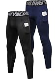 Queerier 3er-Pack Herren-Kompressionshosen, athletische Leggings mit Taschen, Laufen,...