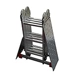 BPS Aluminium Mehrzweckleiter | 6-in-1 Multifunktionsleiter | 16 Sprossen | 355 cm Leiter...