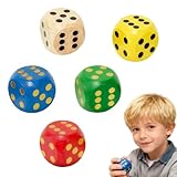 Yuwnd 5 Stück Würfel Groß, Spielwürfel, Natur Farbwürfel Set, Bunte Würfel für...