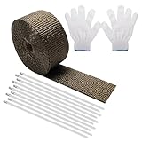 6M Hitzeschutzband Auspuff,Auspuff Dichtband mit 10Pcs Edelstahl Kabelbinder und...