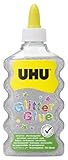 UHU Glitter Glue Silber - Flasche mit silbernem Glitzer zum Dekorieren, Kindersicher,...