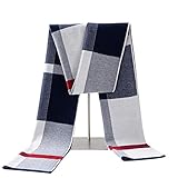 Lallier Herren Schal aus Merinowolle, lange Winterkrawatte mit Geschenkbox, Blau...