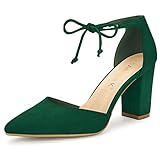 Allegra K Damen Knöchel Tie Point Toe Kleid Pumps, grün, 38.5 EU