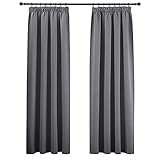 PONY DANCE Vorhang Blickdicht Grau Übergardinen mit Kräuselband 2er Set H 175 x B 140 cm...