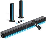 Soundbar für TV Geräte, 2.2-Kanal Soundbar mit RGB-LED-Leuchten, 180W Teilbare 2-in-1 TV...
