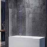 SONNI Duschwand für Badewanne 120x140 cm(BxH) badewannenfaltwand 2-teilig Faltbar 6 mm...