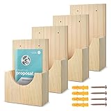 4 Stück Prospekthalter Wandhalterung Hängende Prospekthalter 4 x 6 Holz Pamphlet Halter...