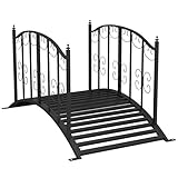 Outsunny Gartenbrücke Stahl 1,19 m Teichbrücke mit Geländer Zierbrücke mit...