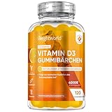 Vitamin D3 4000 IE - 120 Gummibärchen Ohne Zucker - 1 Vitamin D gummies alle 4...