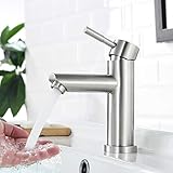 Faulkatze Waschtischarmatur Edelstahl Wasserhahn Bad Mischbatterie Einhebelmischer...