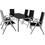 Casaria Sitzgruppe Bern 6+1 Aluminium 7- Fach Verstellbar Hochlehner Stühle Klappbar 5 mm...