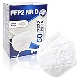 SIBILLA 50 Stück FFP2-Masken NR D Weiße Made in Italy und CE 0465-zertifiziert von einem...