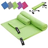 Mikrofaser Handtuch 2er Set | 180x60cm Groß Badetuch + 80x40cm Klein Hand...