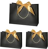ZYNERY 3 Stück Geschenktüten mit Schleife, Geschenktüten aus Papier, Taschen mit Henkel...