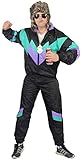 Foxxeo 80er Jahre Trainingsanzug Kostüm für Herren - schwarz grün lila –...