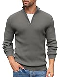 COOFANDY Pullover Herren Rollkragenpullover 1/4 Reißverschluss Troyer Half Zip...
