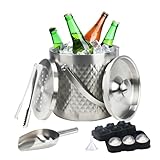 Minnhua 3L Eiswürfelbehälter mit Deckel Sektkühler Flaschenkühler Champagner Kühler...